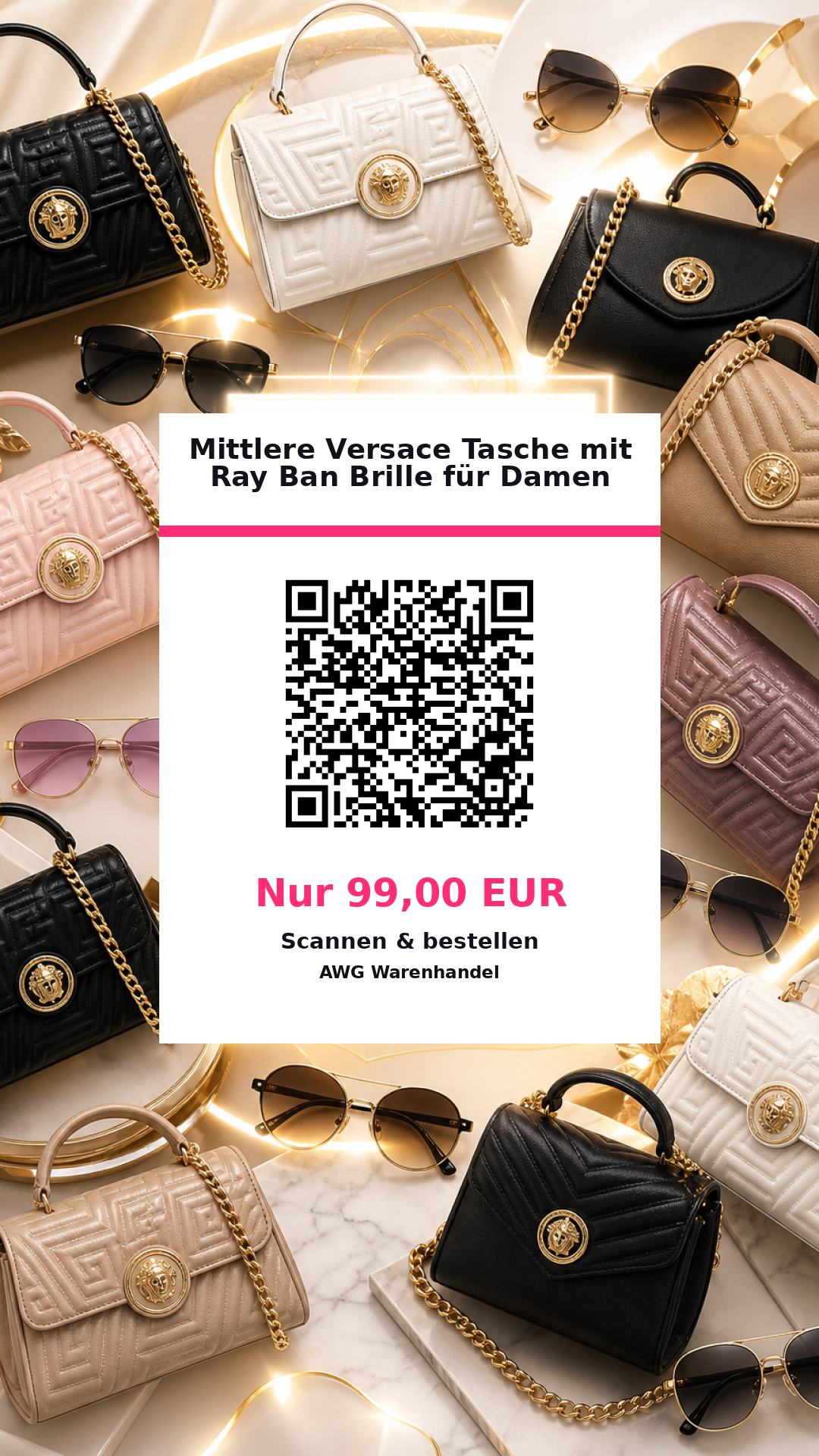 Große Versace Tasche mit Ray Ban Brille für Damen im Mystery Bundle